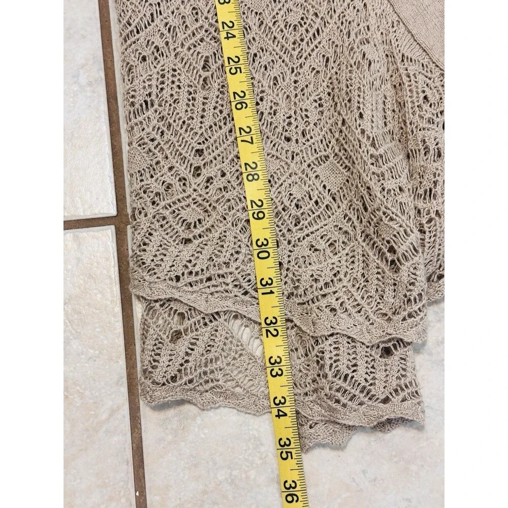 Chico's Women Size 2 (US L) Linen Blend Layered Hem Cardigan Timeless Essential